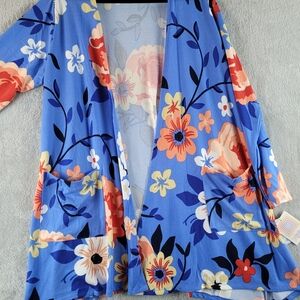 LuLaRoe Blue and Orange Floral Cardigan